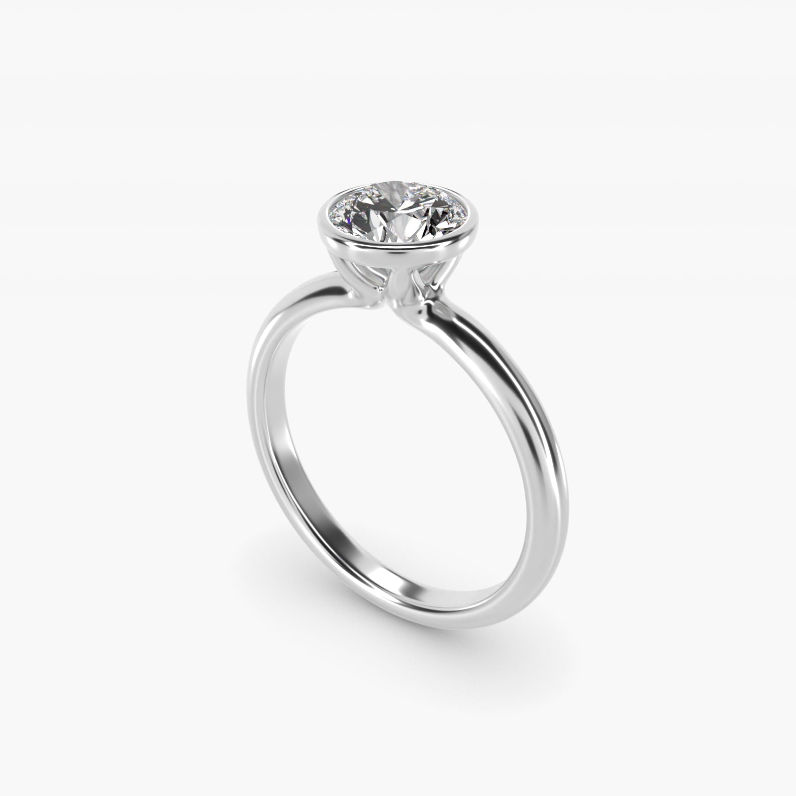 Bezel Solitaire Engagement Ring in Platinum - Round Center