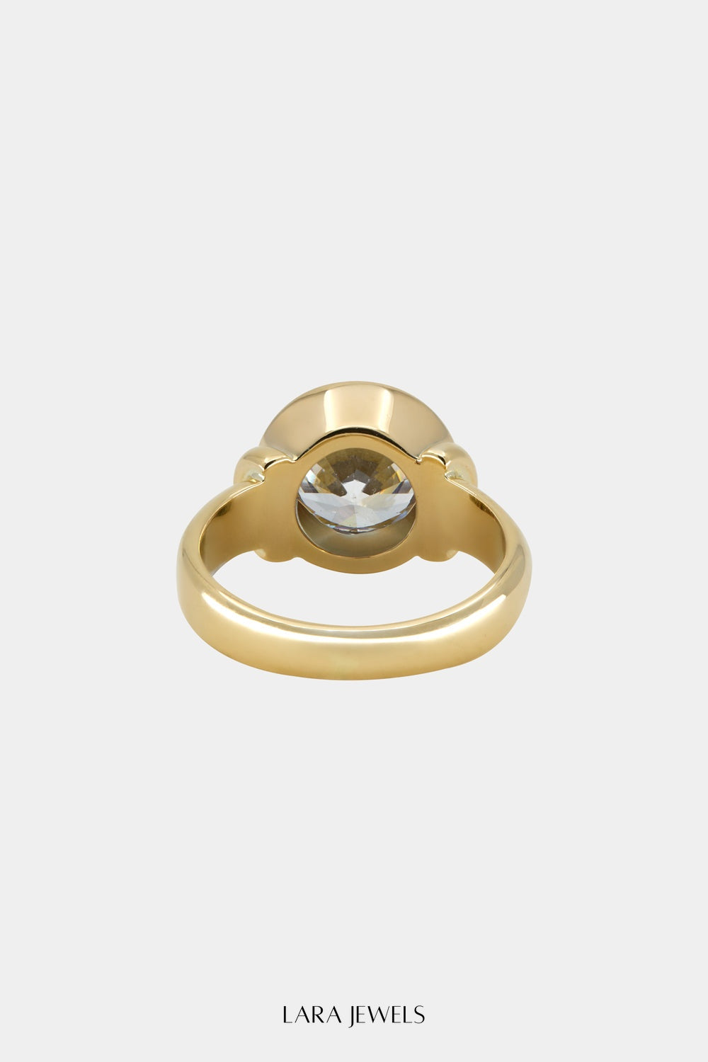 Round Diamond Double Frame Ring 18K Yellow Gold - Detail view