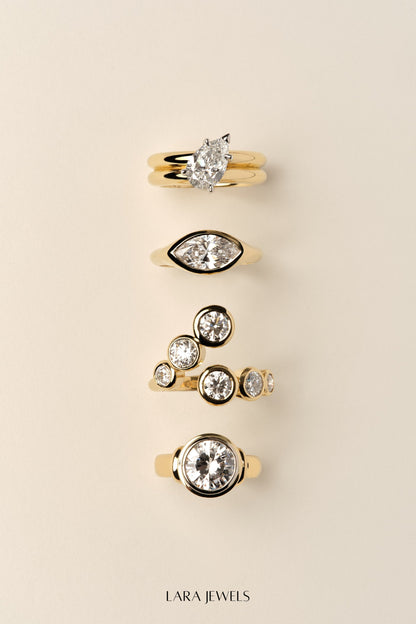 Round Diamond Double Frame Ring 18K Yellow Gold - Detail