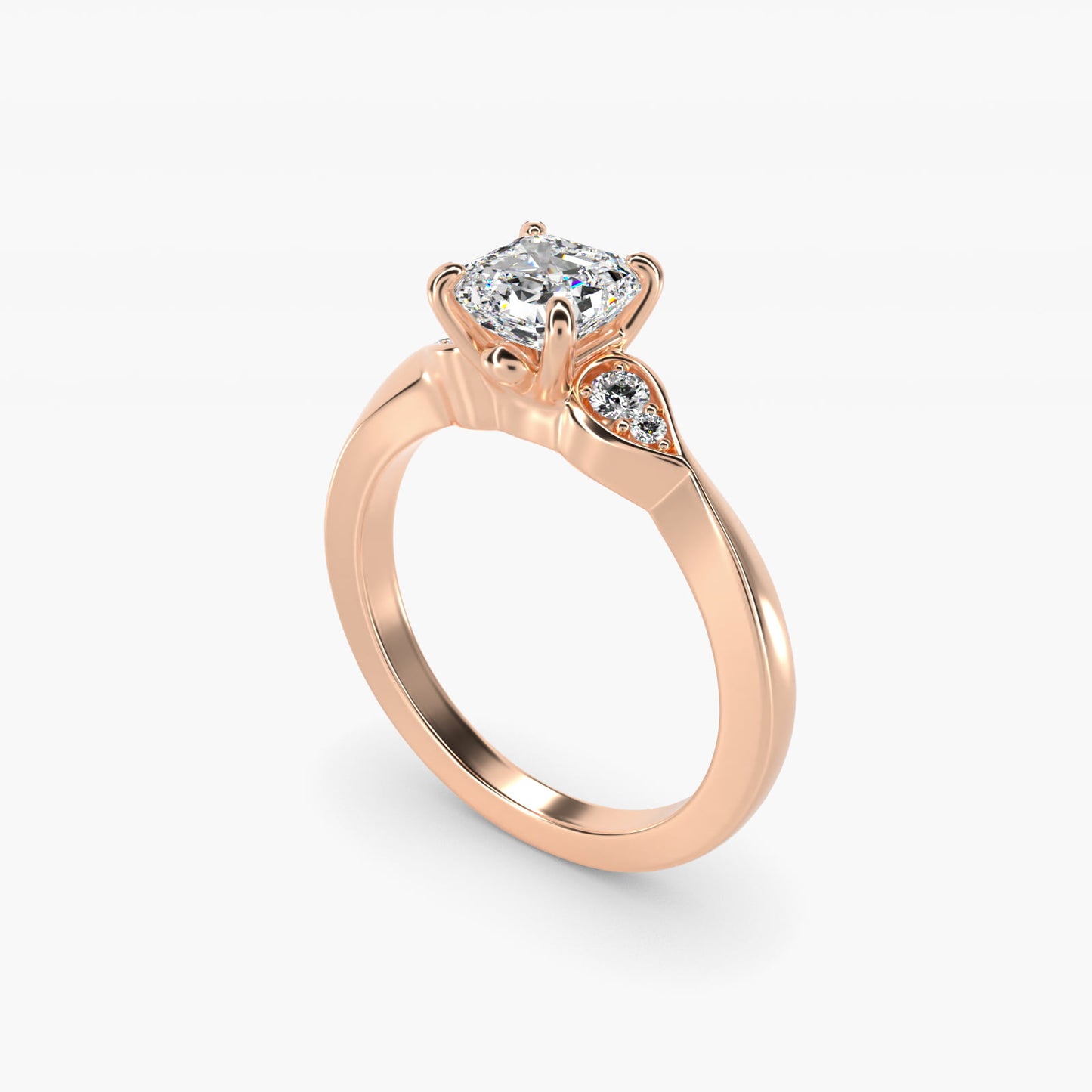 Blossoming Vine Side Stone Diamond Engagement Ring In 14K Rose Gold By James Allen - Asscher Center