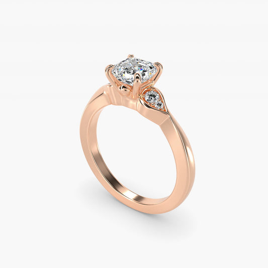 Blossoming Vine Side Stone Diamond Engagement Ring In 18k Rose Gold By James Allen - Asscher Center
