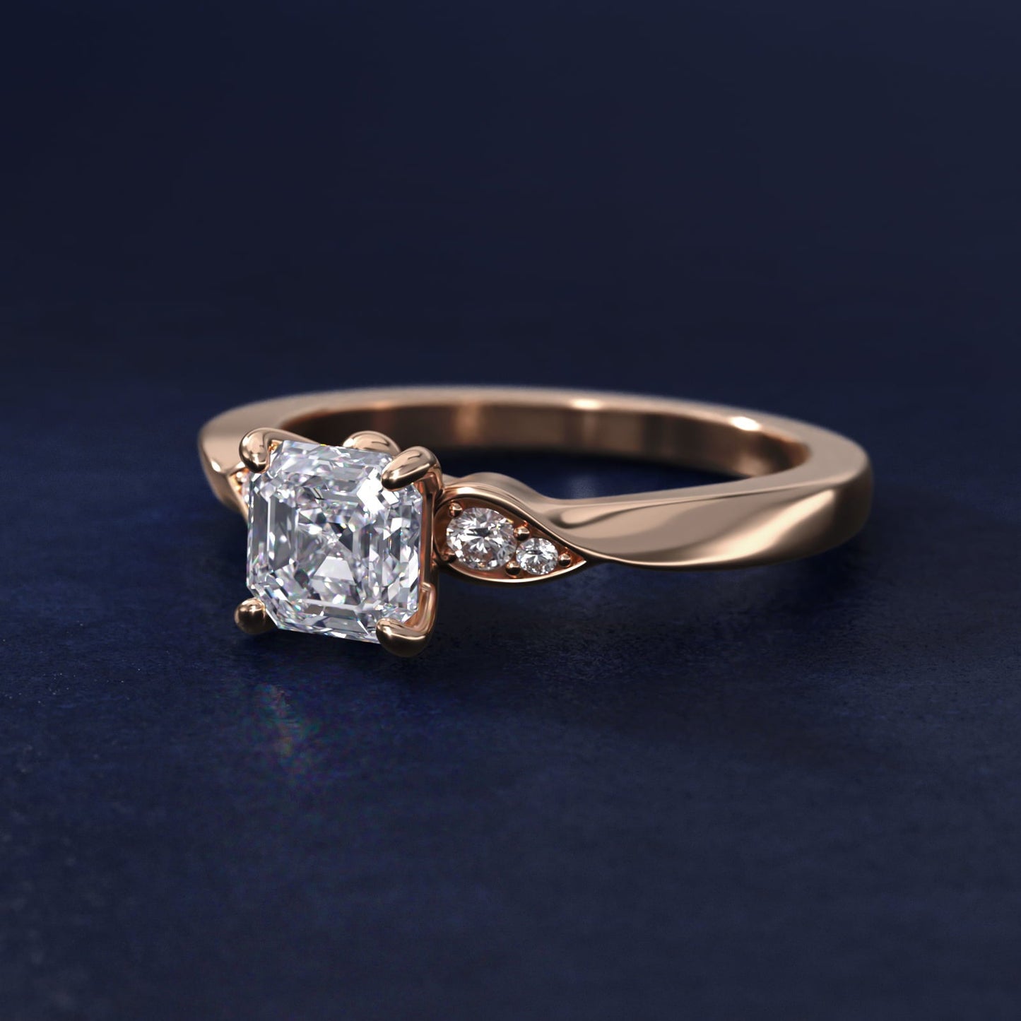 Blossoming Vine Side Stone Diamond Engagement Ring In 18k Rose Gold By James Allen - Asscher Center