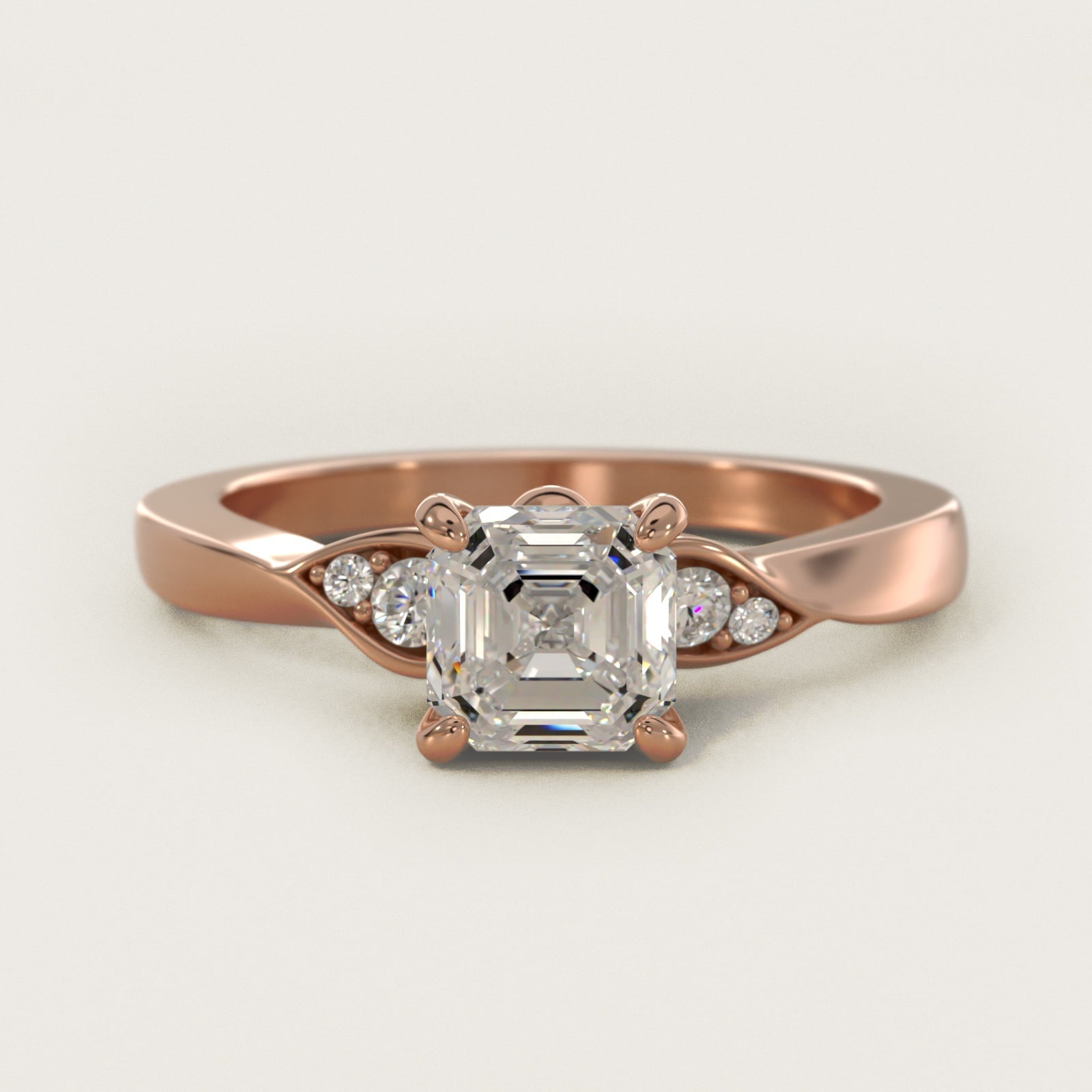 Blossoming Vine Side Stone Diamond Engagement Ring In 18k Rose Gold By James Allen - Asscher Center