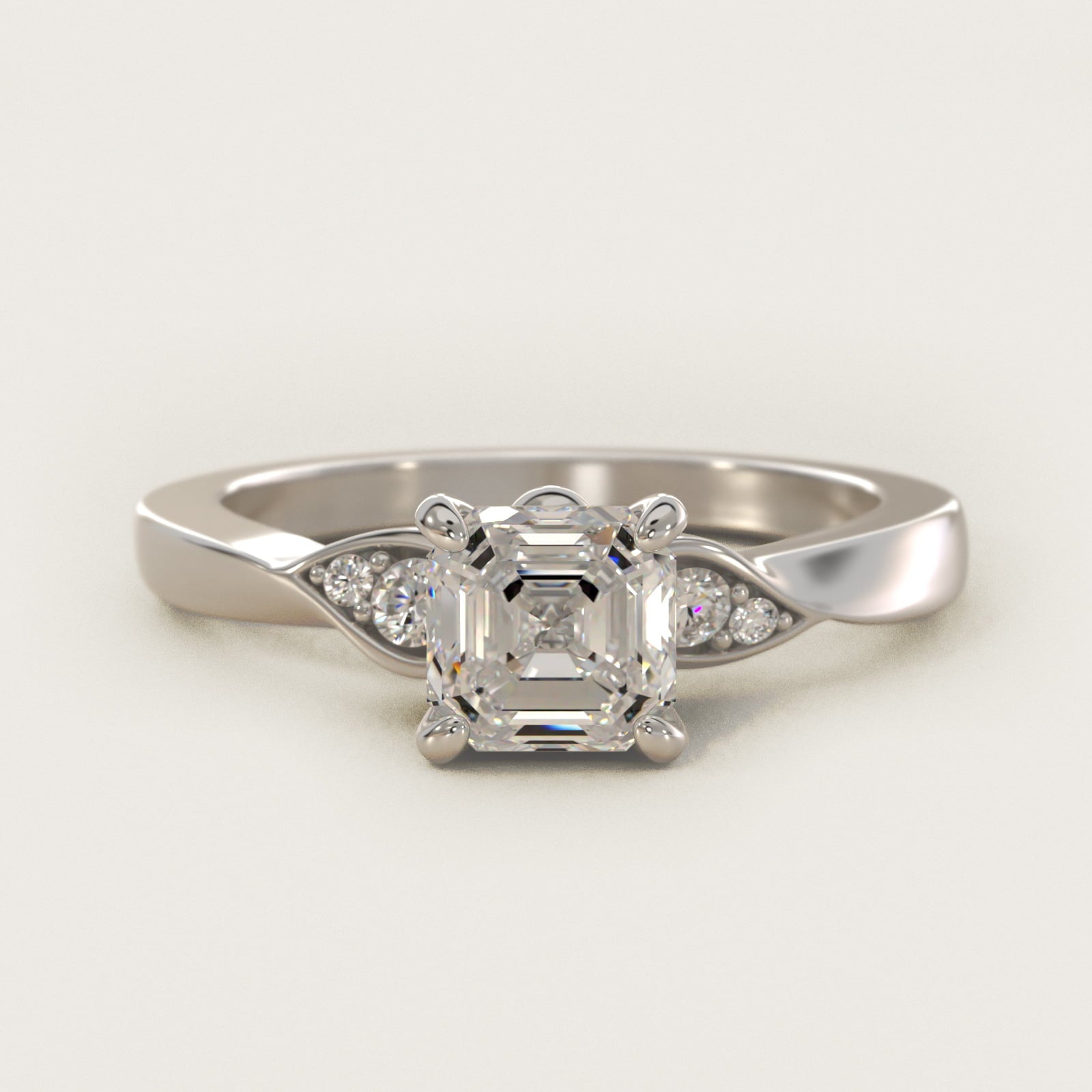 Blossoming Vine Side Stone Diamond Engagement Ring In 14K White Gold By James Allen - Asscher Center