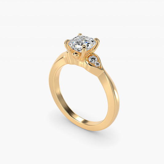 Blossoming Vine Side Stone Diamond Engagement Ring In 14K Yellow Gold By James Allen - Asscher Center