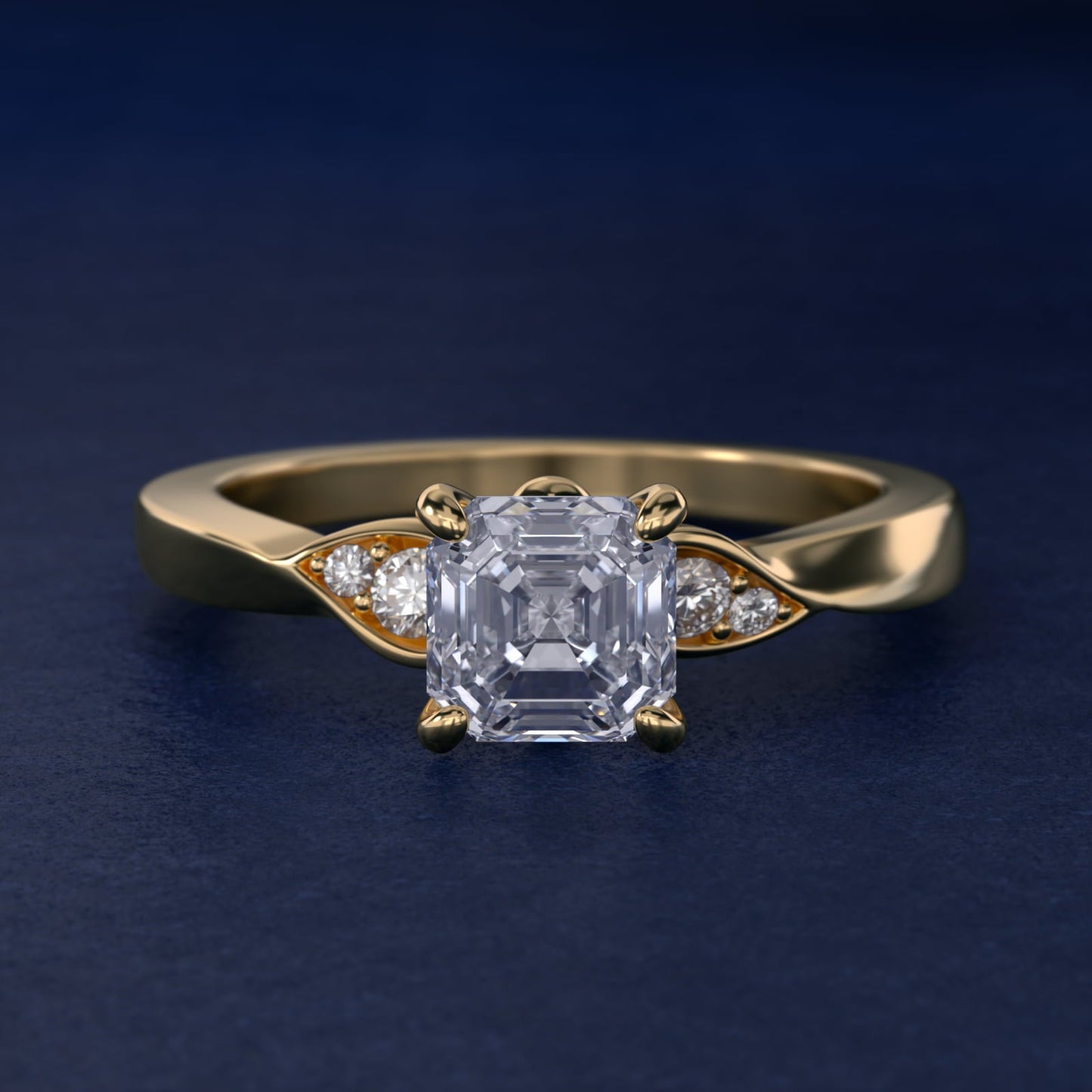 Blossoming Vine Side Stone Diamond Engagement Ring In 18k Yellow Gold By James Allen - Asscher Center