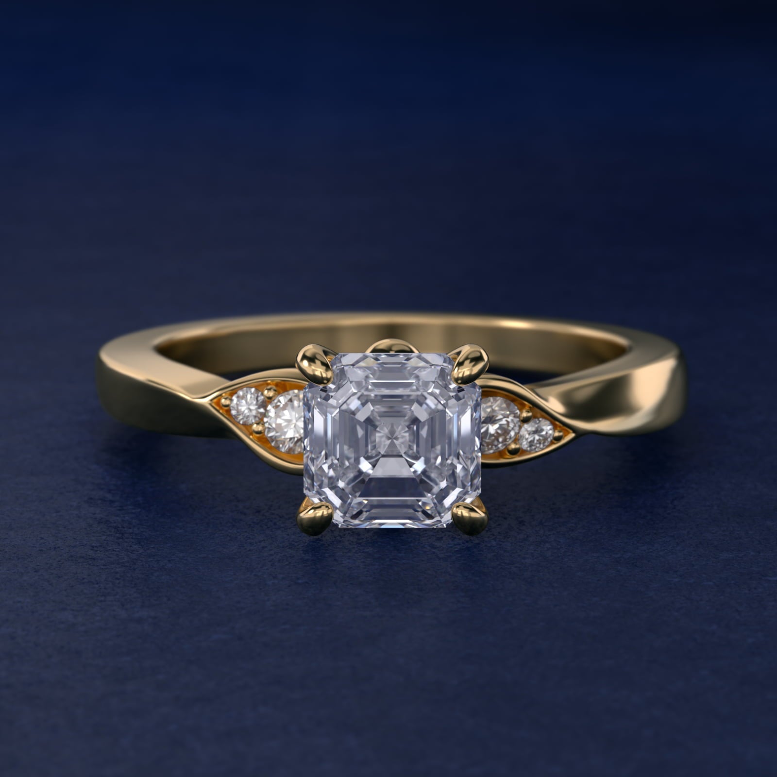 Blossoming Vine Side Stone Diamond Engagement Ring In 18k Yellow Gold By James Allen - Asscher Center