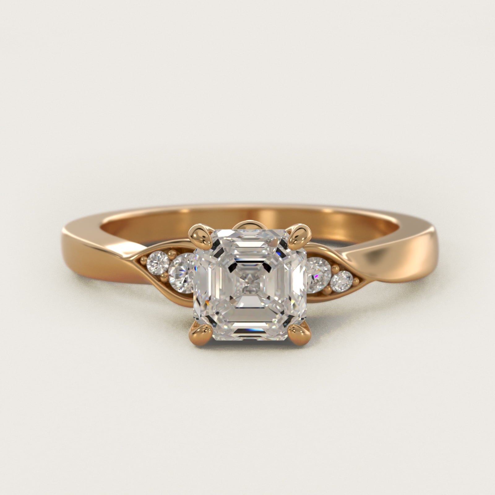 Blossoming Vine Side Stone Diamond Engagement Ring In 14K Yellow Gold By James Allen - Asscher Center