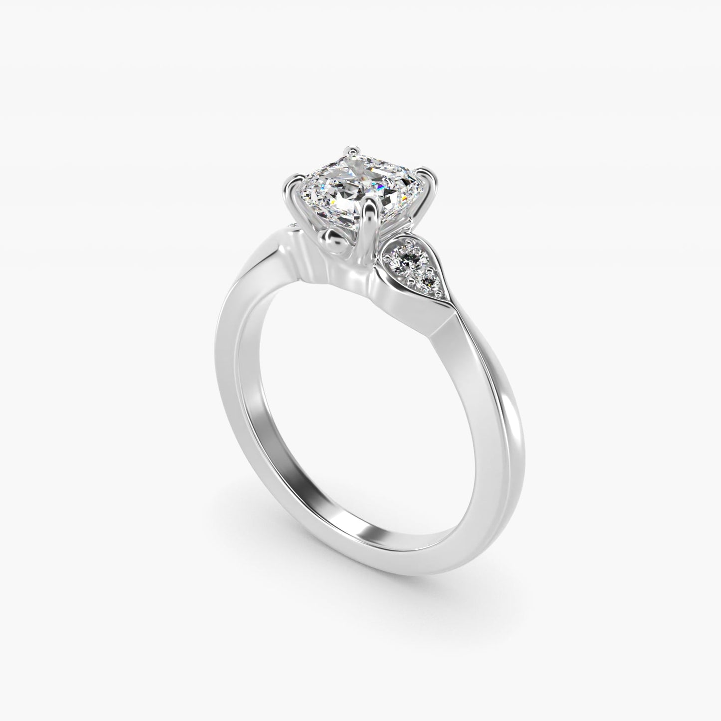 Blossoming Vine Side Stone Diamond Engagement Ring In Platinum By James Allen - Asscher Center