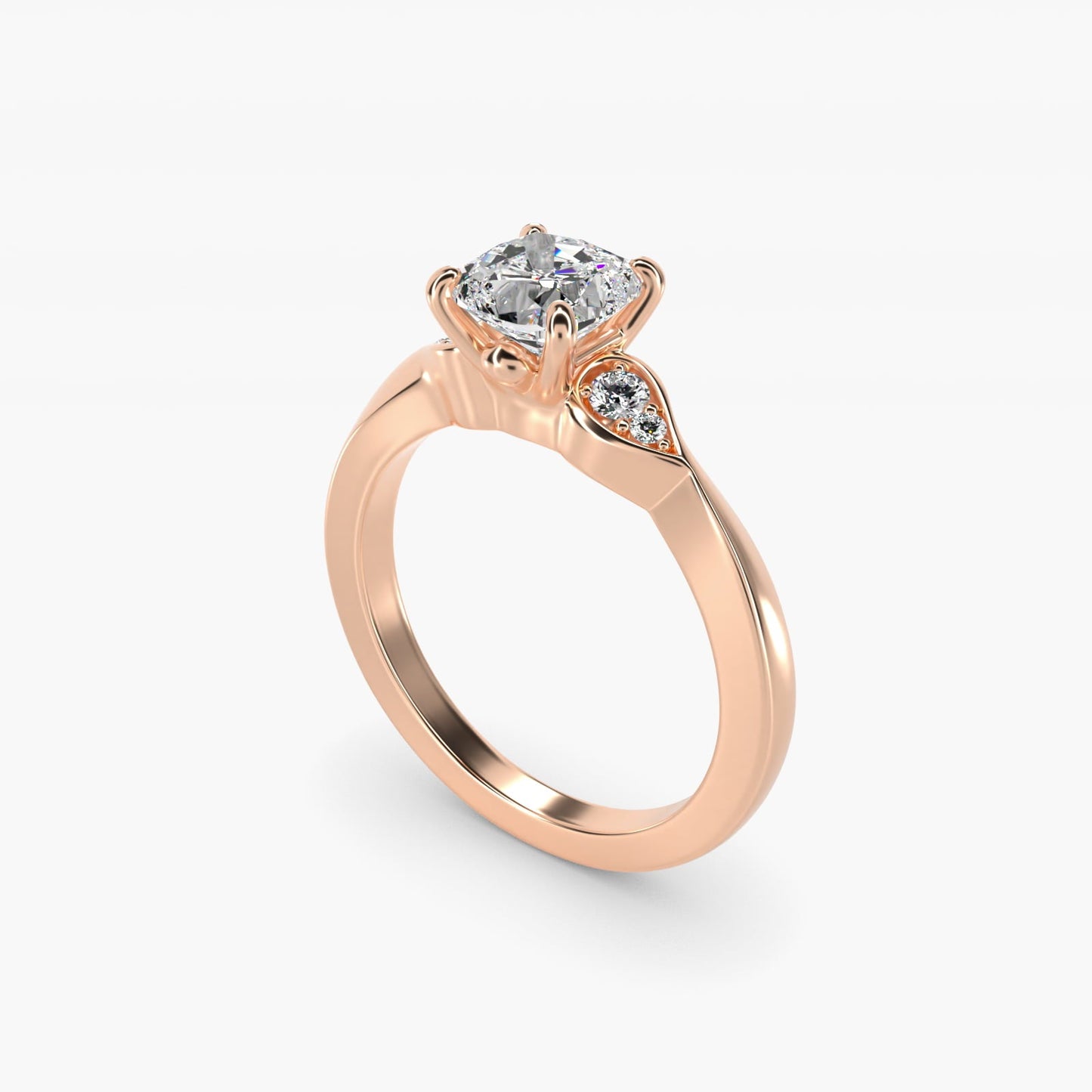 Blossoming Vine Side Stone Diamond Engagement Ring In 18k Rose Gold By James Allen - Cushion Center