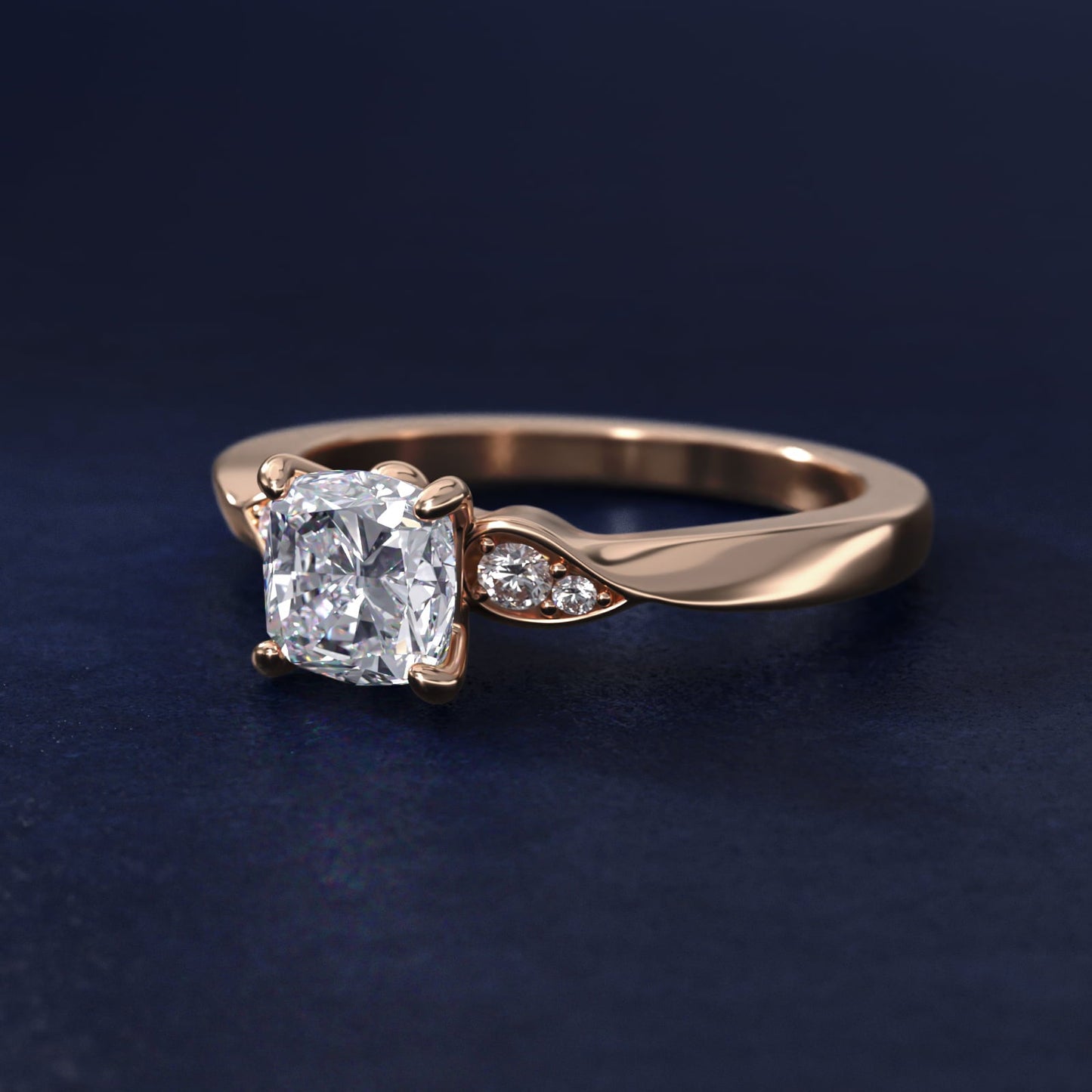 Blossoming Vine Side Stone Diamond Engagement Ring In 18k Rose Gold By James Allen - Cushion Center