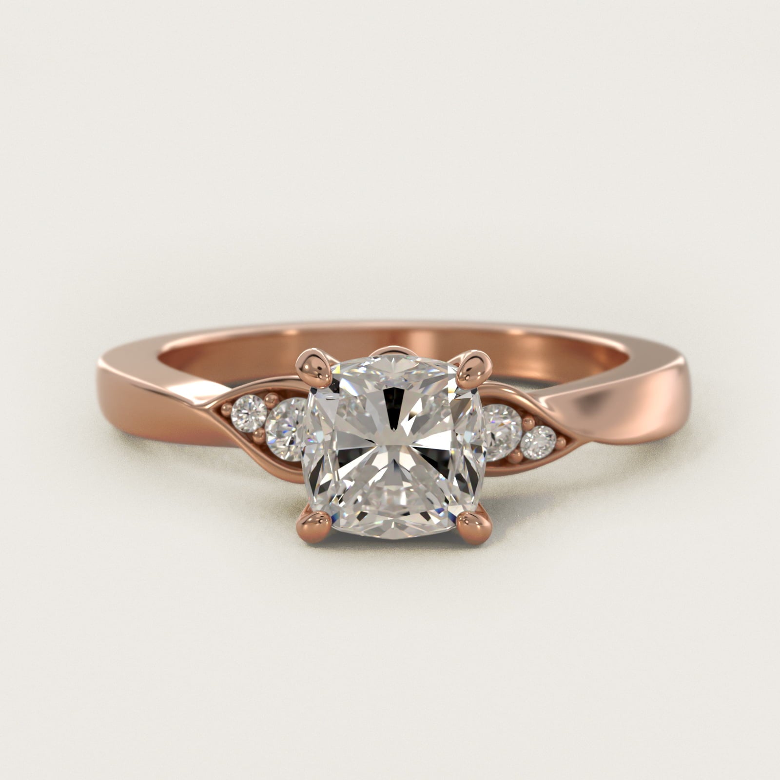 Blossoming Vine Side Stone Diamond Engagement Ring In 14K Rose Gold By James Allen - Cushion Center