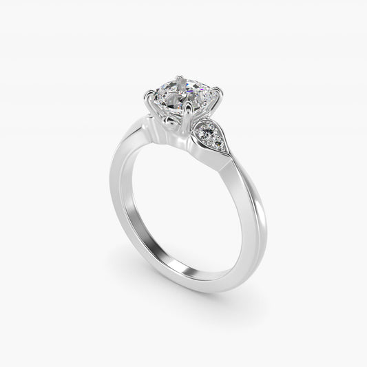 Blossoming Vine Side Stone Diamond Engagement Ring In 14K White Gold By James Allen - Cushion Center