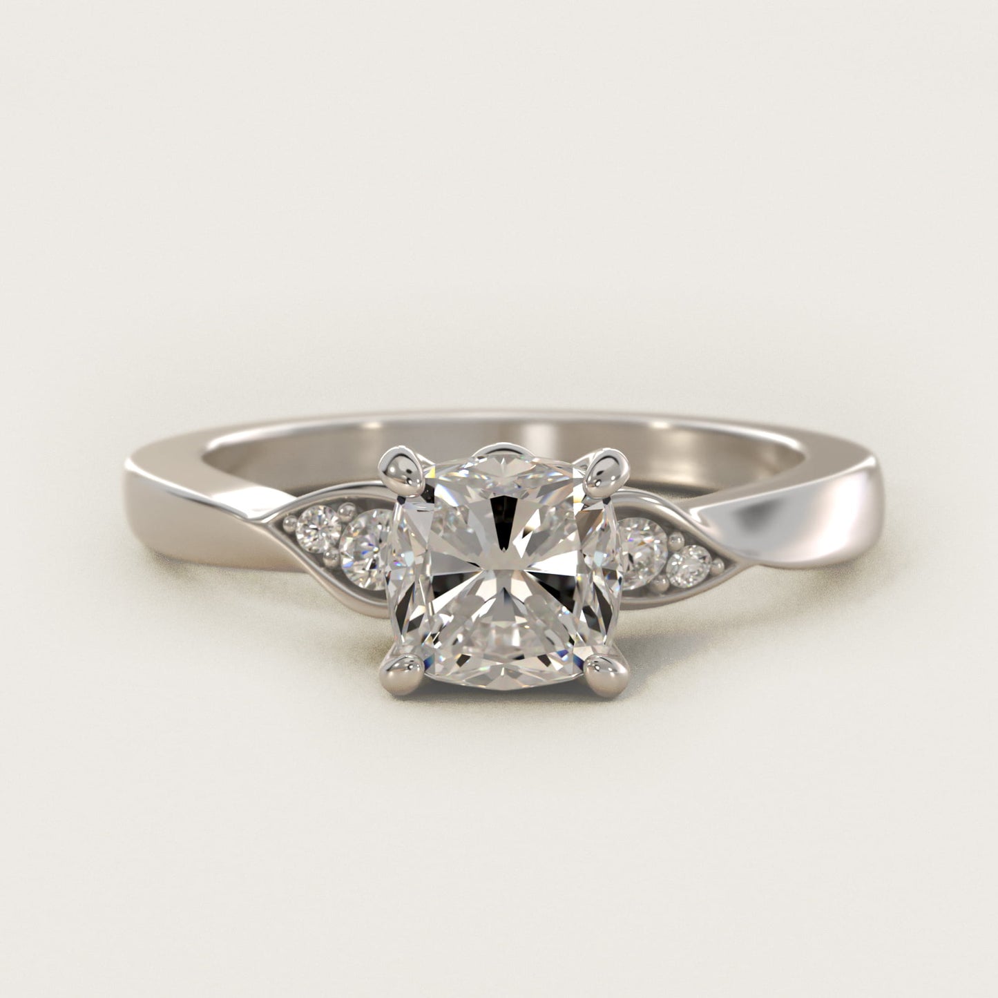 Blossoming Vine Side Stone Diamond Engagement Ring In 14K White Gold By James Allen - Cushion Center