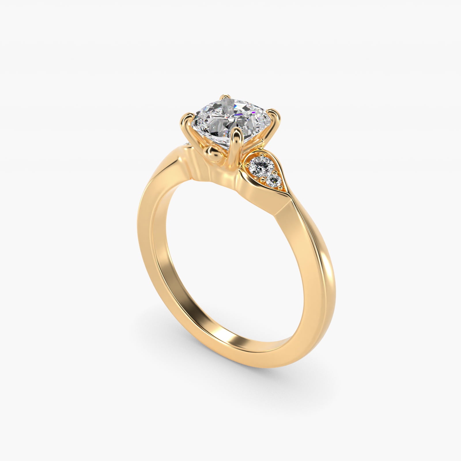 Blossoming Vine Side Stone Diamond Engagement Ring In 14K Yellow Gold By James Allen - Cushion Center
