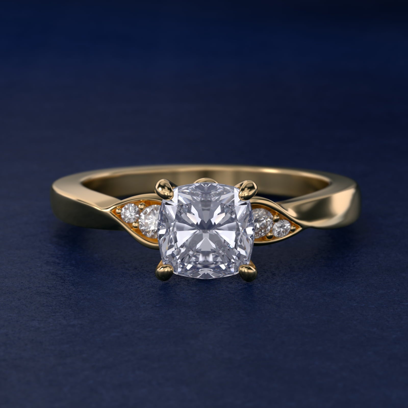 Blossoming Vine Side Stone Diamond Engagement Ring In 18k Yellow Gold By James Allen - Cushion Center