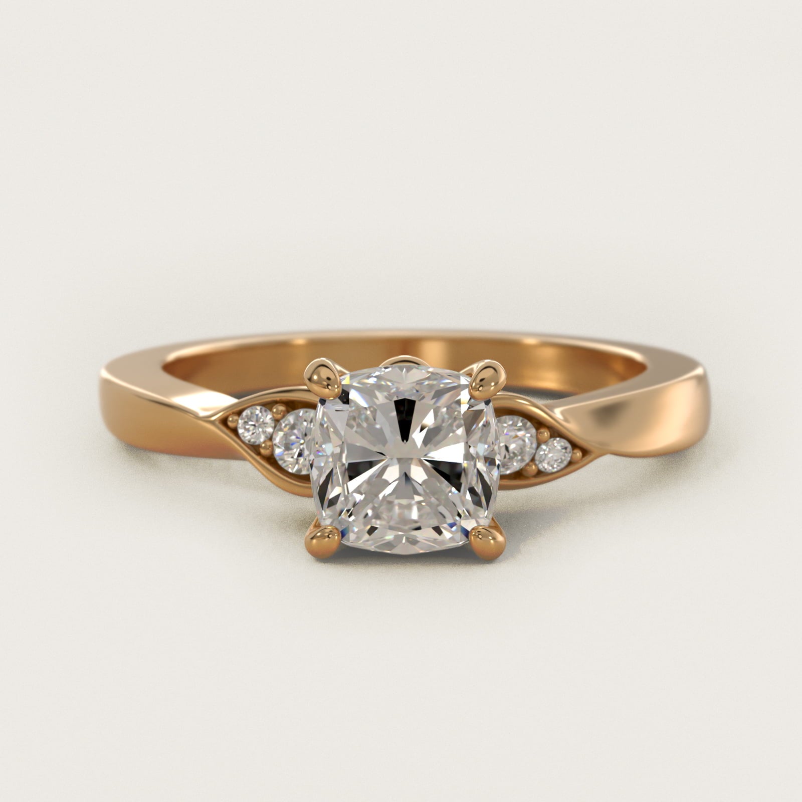 Blossoming Vine Side Stone Diamond Engagement Ring In 14K Yellow Gold By James Allen - Cushion Center