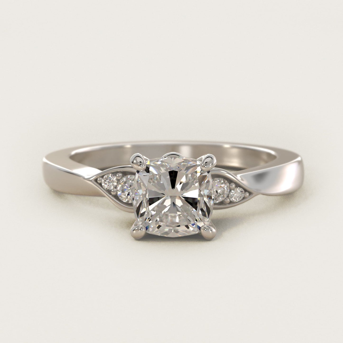 Blossoming Vine Side Stone Diamond Engagement Ring In Platinum By James Allen - Cushion Center