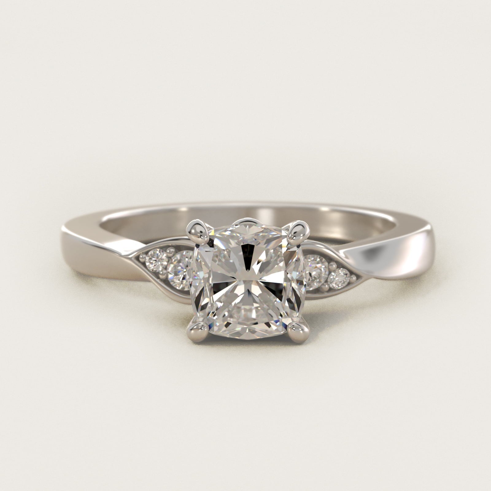 Blossoming Vine Side Stone Diamond Engagement Ring In Platinum By James Allen - Cushion Center