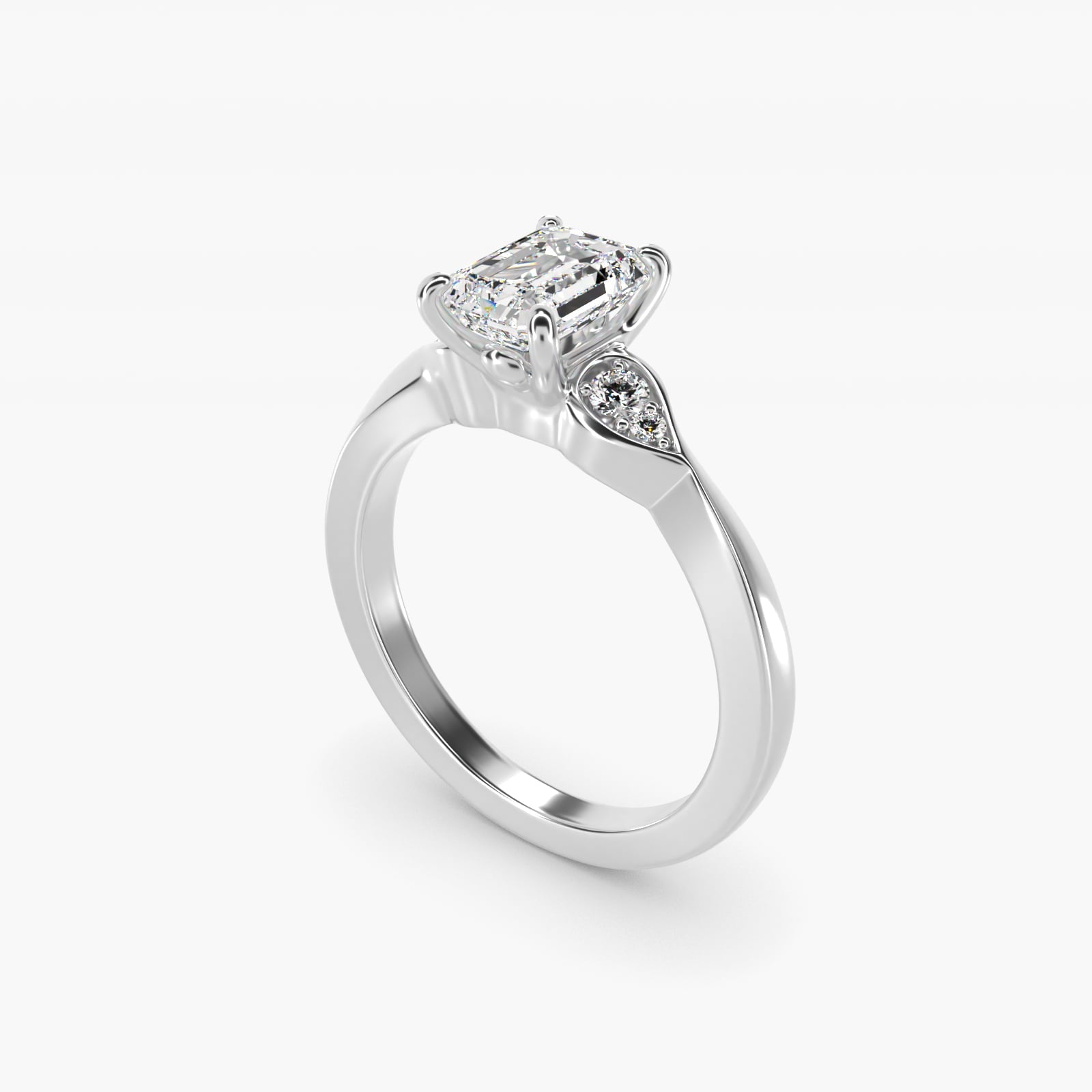 Blossoming Vine Side Stone Diamond Engagement Ring In 18k White Gold By James Allen - Emerald Center