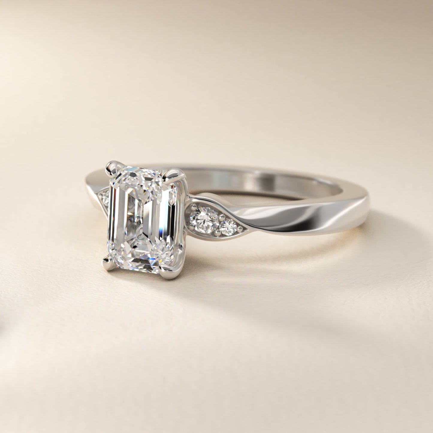 Blossoming Vine Side Stone Diamond Engagement Ring In Platinum By James Allen - Emerald Center