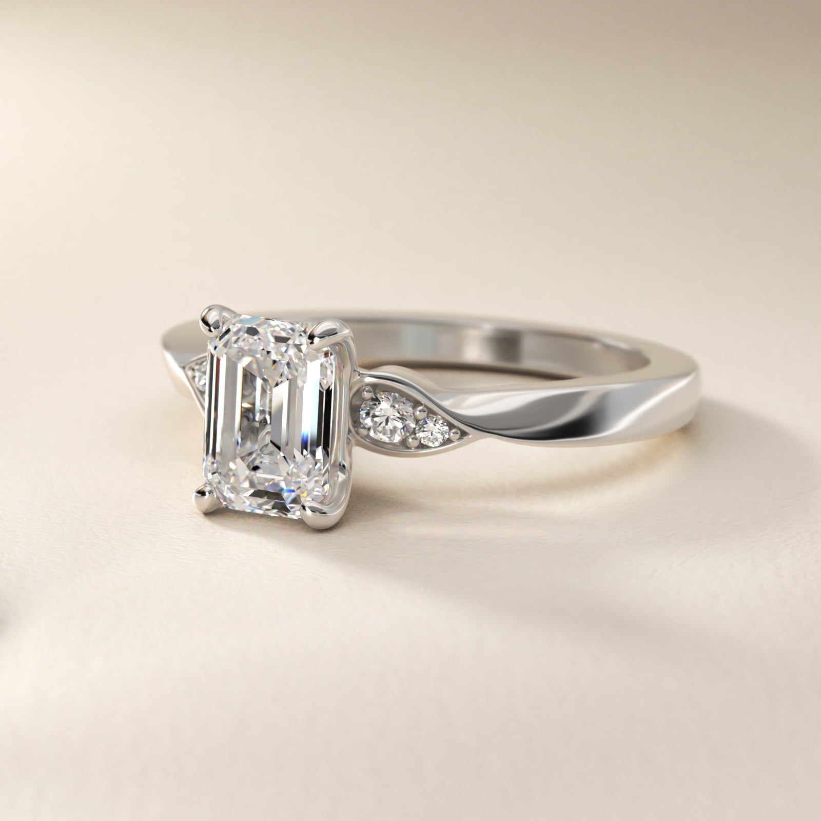 Blossoming Vine Side Stone Diamond Engagement Ring In Platinum By James Allen - Emerald Center
