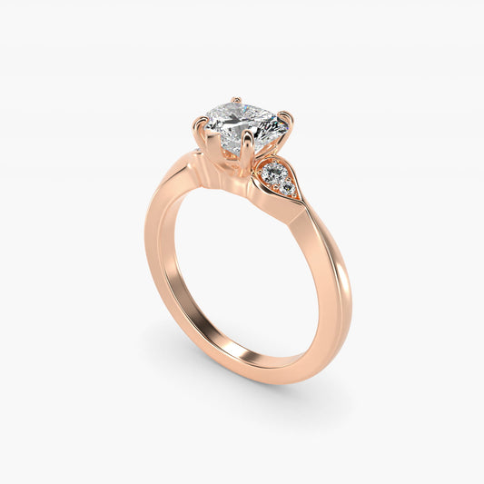 Blossoming Vine Side Stone Diamond Engagement Ring In 14K Rose Gold By James Allen - Heart Center