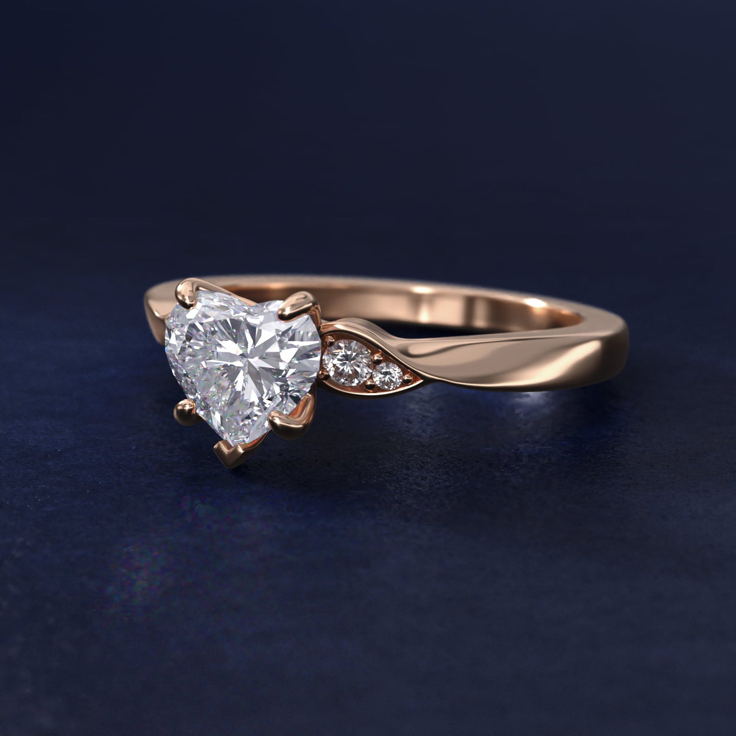 Blossoming Vine Side Stone Diamond Engagement Ring In 14K Rose Gold By James Allen - Heart Center