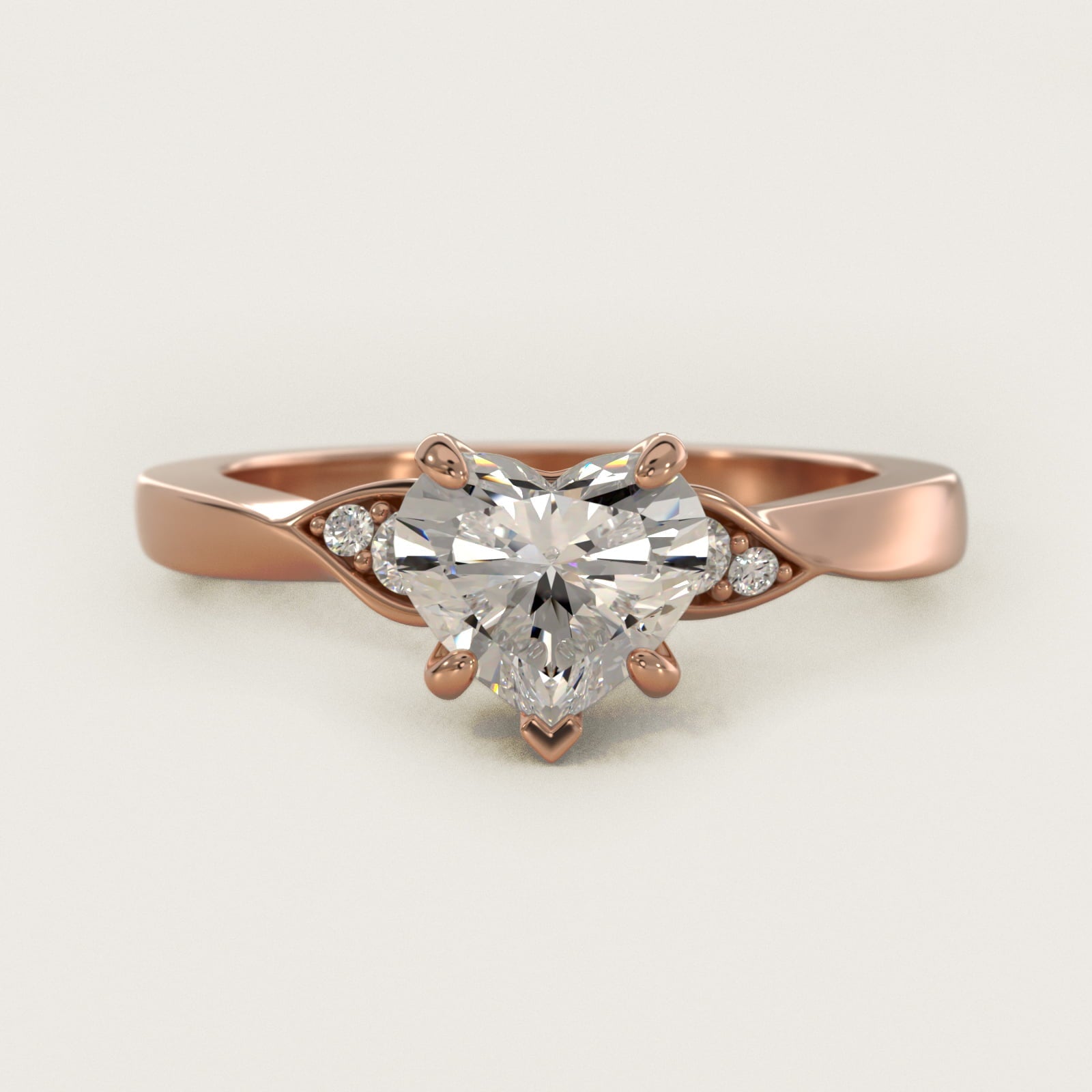 Blossoming Vine Side Stone Diamond Engagement Ring In 18k Rose Gold By James Allen - Heart Center