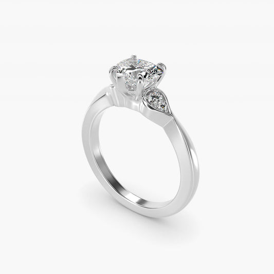 Blossoming Vine Side Stone Diamond Engagement Ring In 14K White Gold By James Allen - Heart Center