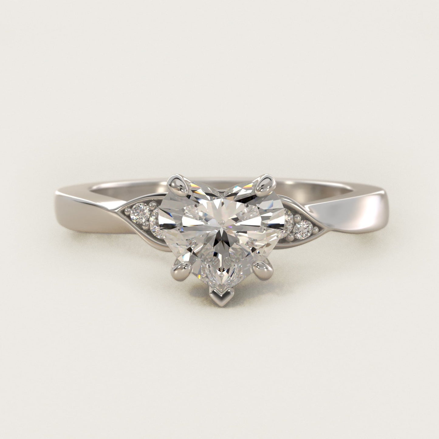 Blossoming Vine Side Stone Diamond Engagement Ring In 18k White Gold By James Allen - Heart Center