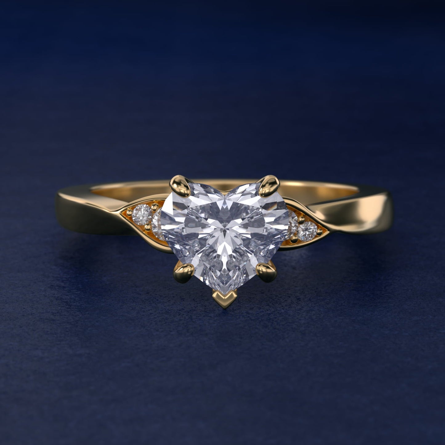Blossoming Vine Side Stone Diamond Engagement Ring In 18k Yellow Gold By James Allen - Heart Center