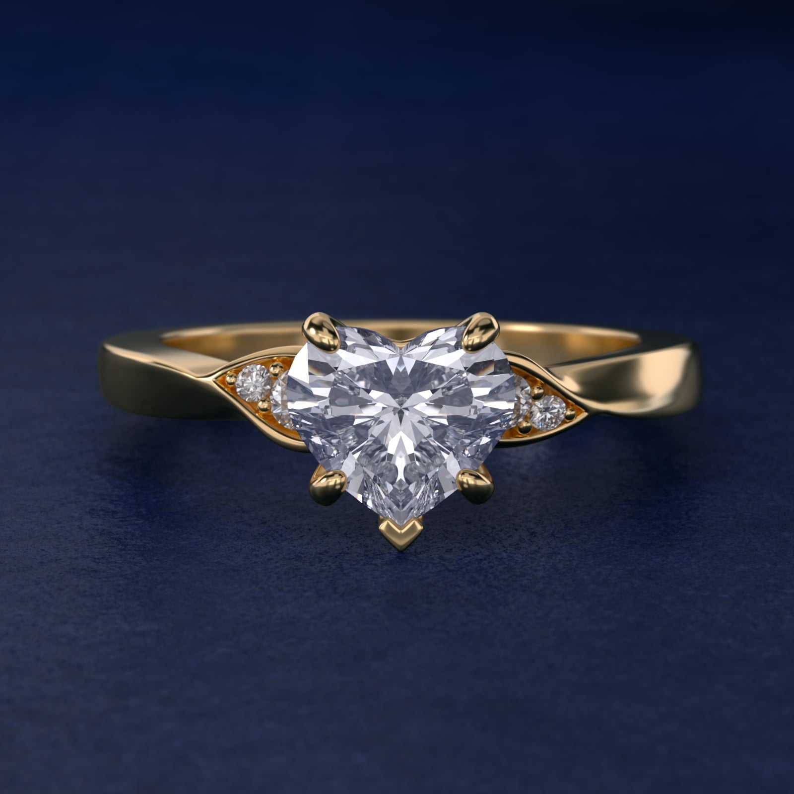 Blossoming Vine Side Stone Diamond Engagement Ring In 18k Yellow Gold By James Allen - Heart Center