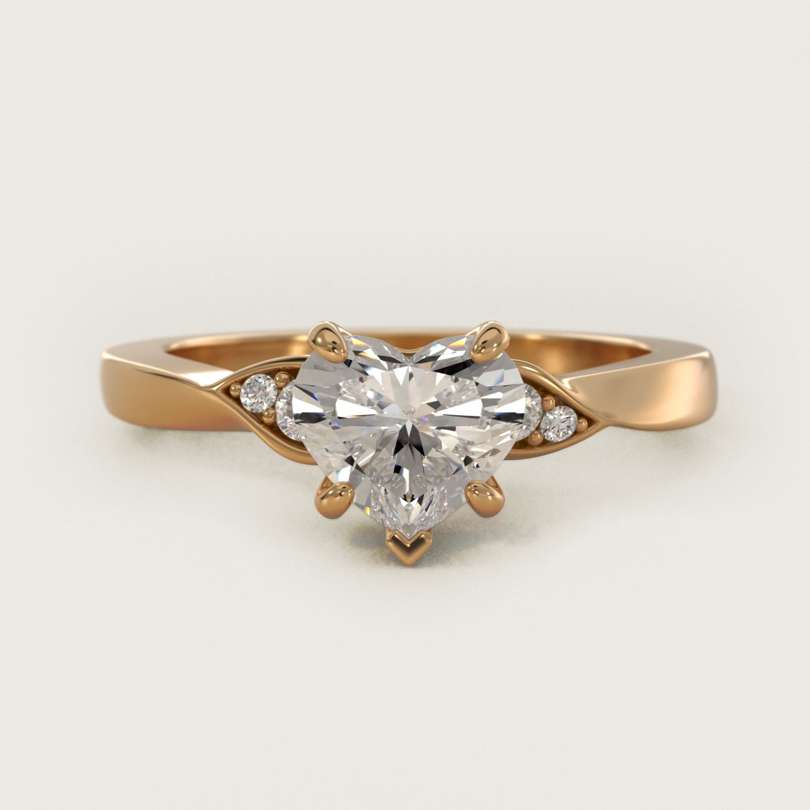 Blossoming Vine Side Stone Diamond Engagement Ring In 18k Yellow Gold By James Allen - Heart Center