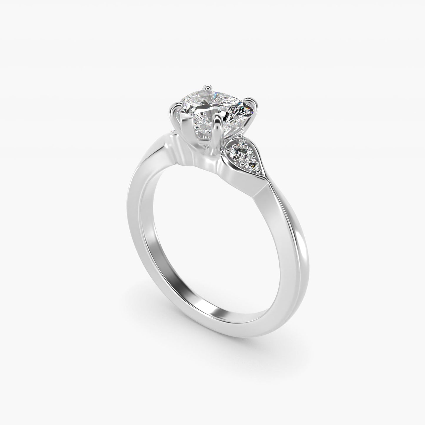 Blossoming Vine Side Stone Diamond Engagement Ring In Platinum By James Allen - Heart Center
