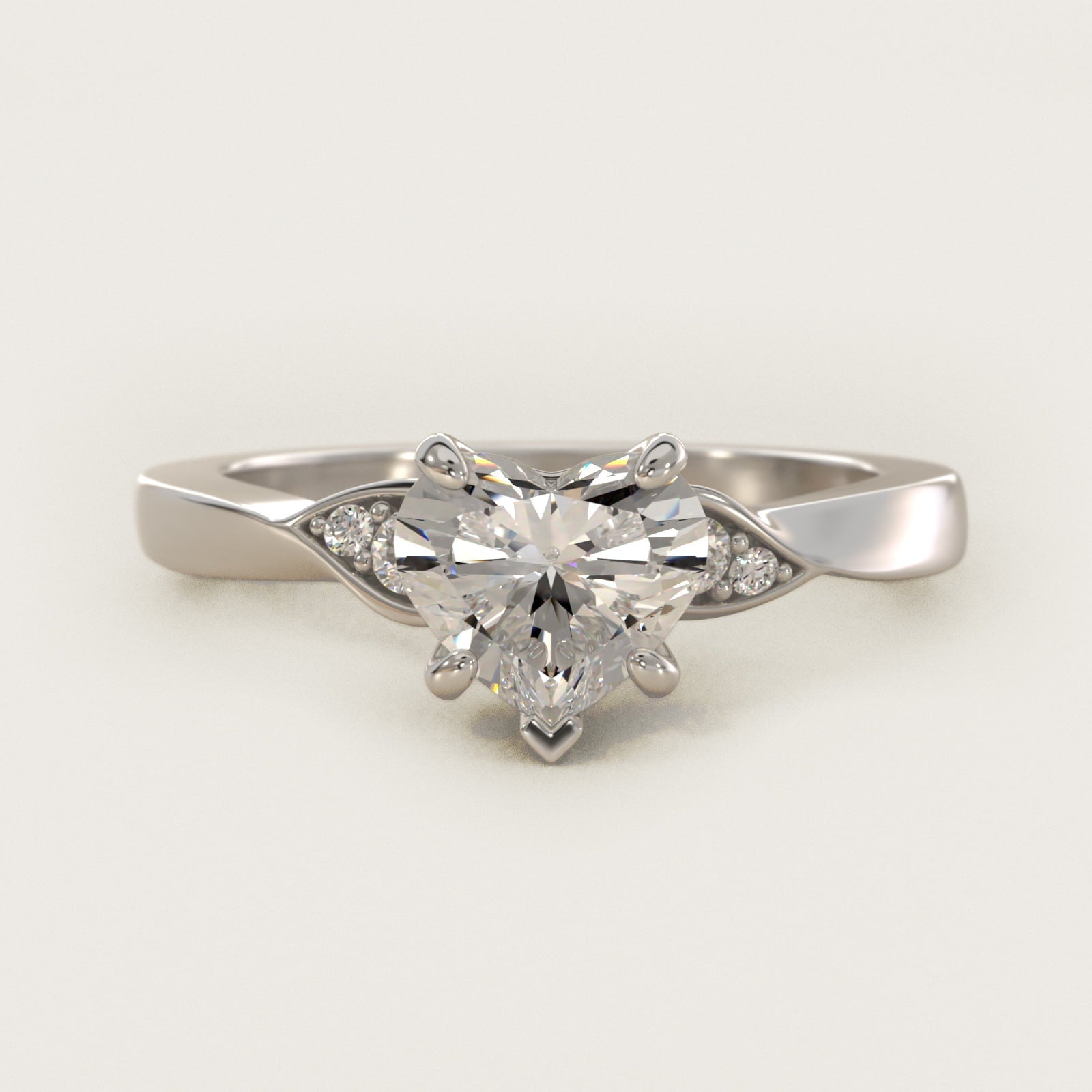 Blossoming Vine Side Stone Diamond Engagement Ring In Platinum By James Allen - Heart Center