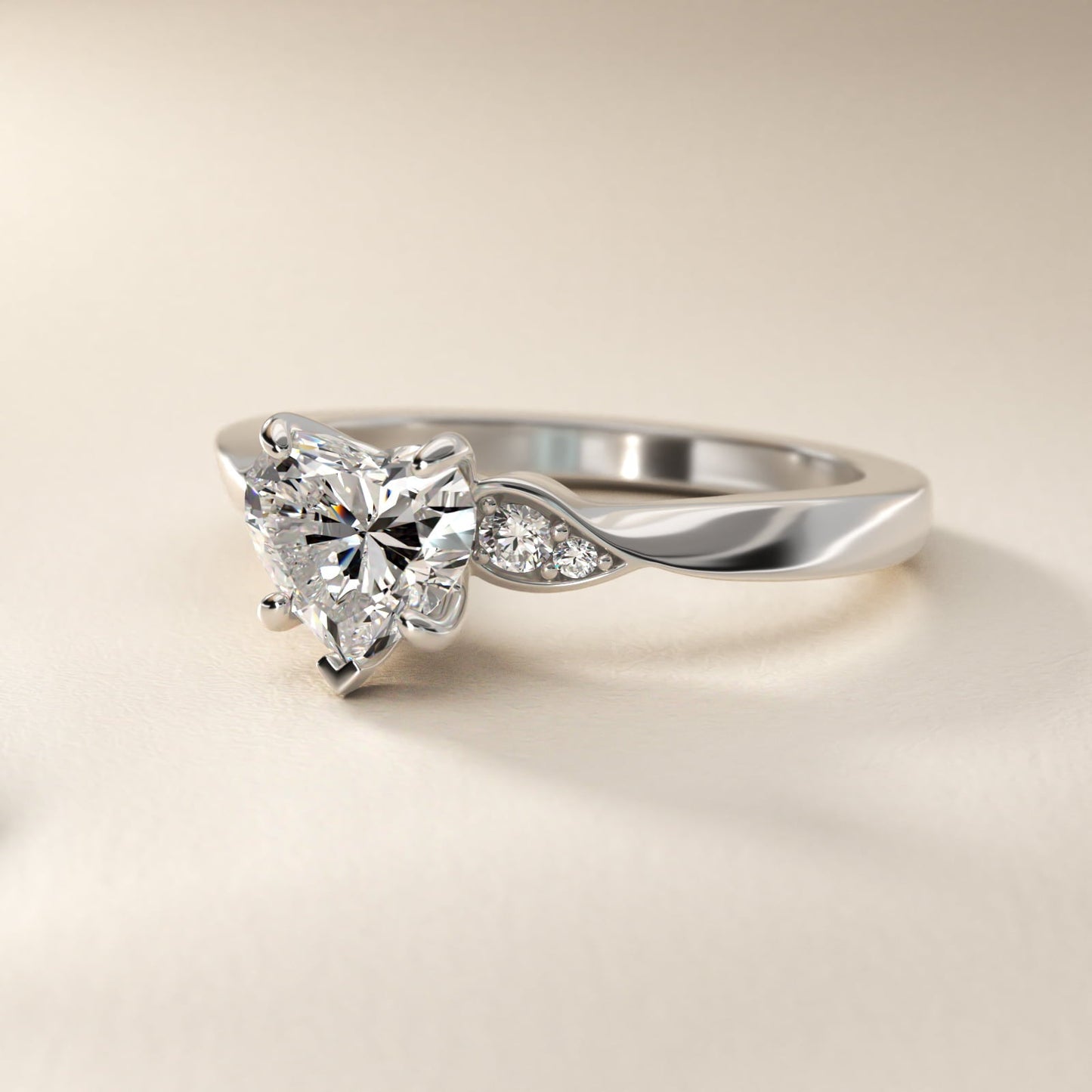 Blossoming Vine Side Stone Diamond Engagement Ring In Platinum By James Allen - Heart Center