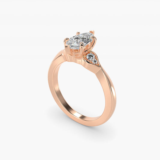 Blossoming Vine Side Stone Diamond Engagement Ring In 14K Rose Gold By James Allen - Marquise Center
