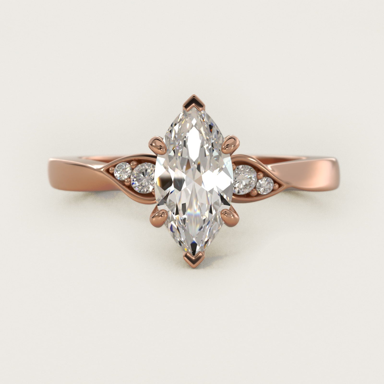 Blossoming Vine Side Stone Diamond Engagement Ring In 18k Rose Gold By James Allen - Marquise Center