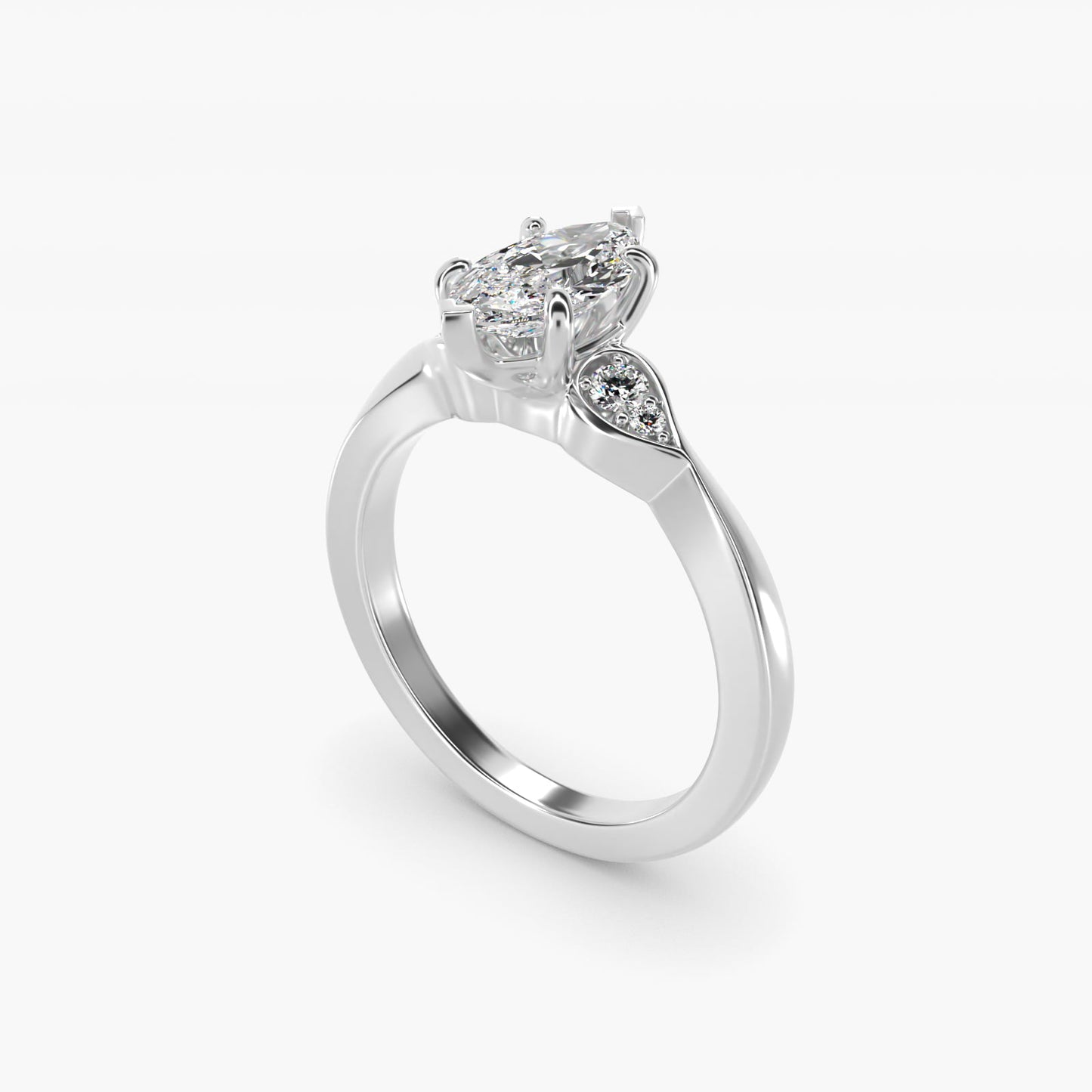 Blossoming Vine Side Stone Diamond Engagement Ring In 14K White Gold By James Allen - Marquise Center