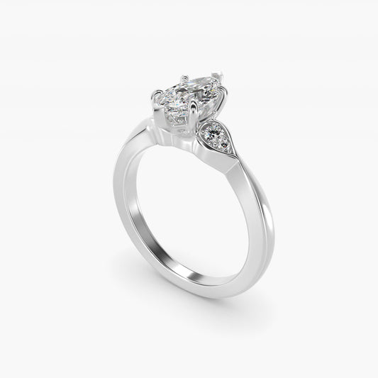 Blossoming Vine Side Stone Diamond Engagement Ring In 14K White Gold By James Allen - Marquise Center