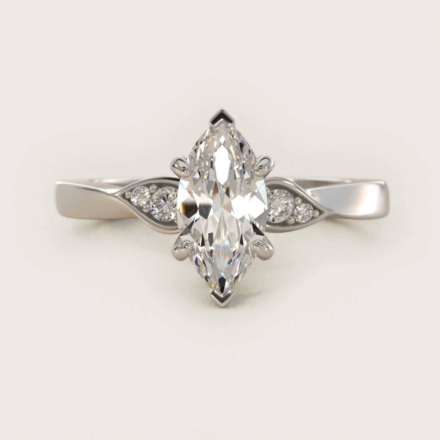 Blossoming Vine Side Stone Diamond Engagement Ring In 18k White Gold By James Allen - Marquise Center