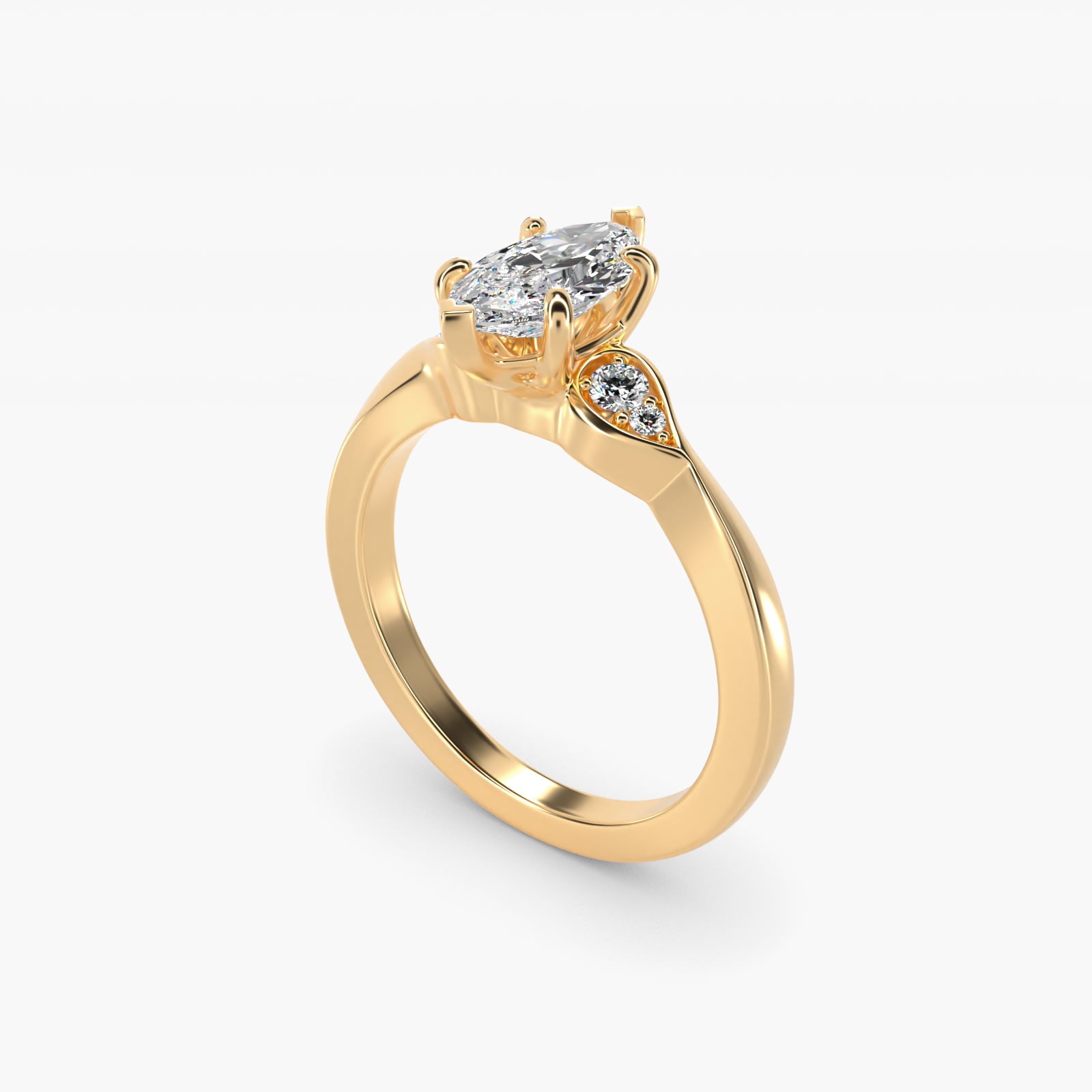 Blossoming Vine Side Stone Diamond Engagement Ring In 14K Yellow Gold By James Allen - Marquise Center