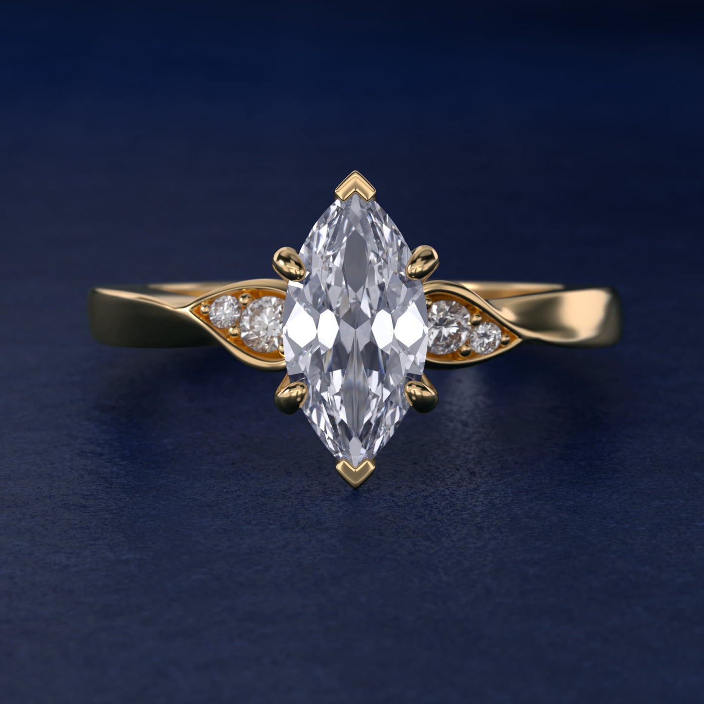 Blossoming Vine Side Stone Diamond Engagement Ring In 14K Yellow Gold By James Allen - Marquise Center