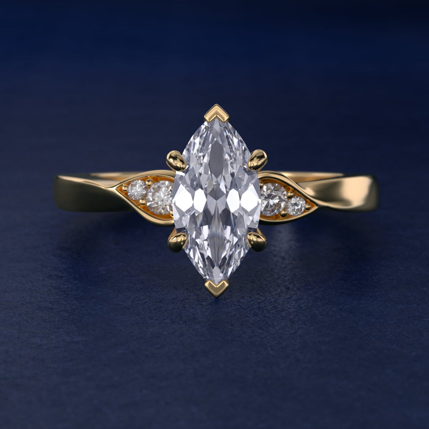 Blossoming Vine Side Stone Diamond Engagement Ring In 18k Yellow Gold By James Allen - Marquise Center