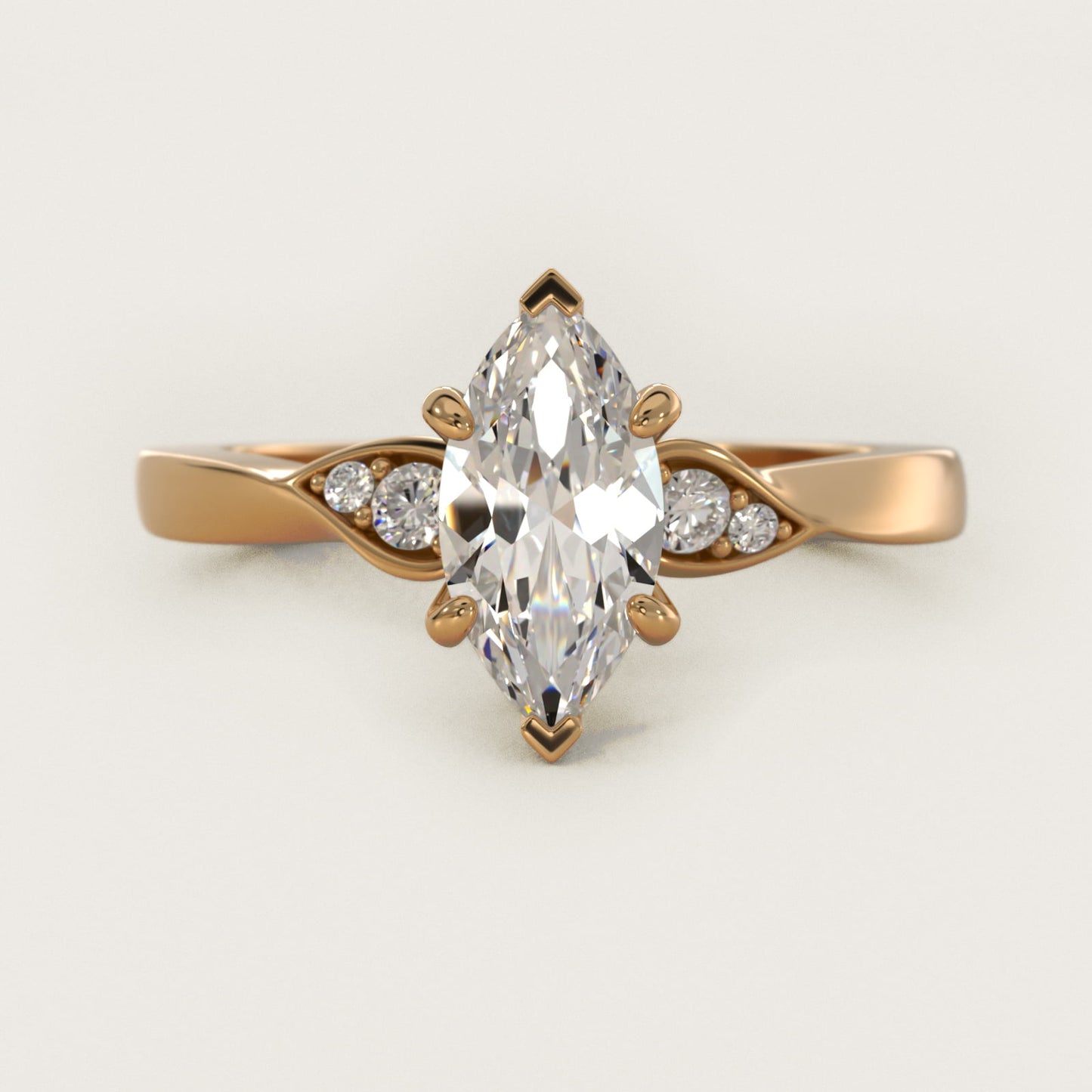 Blossoming Vine Side Stone Diamond Engagement Ring In 14K Yellow Gold By James Allen - Marquise Center
