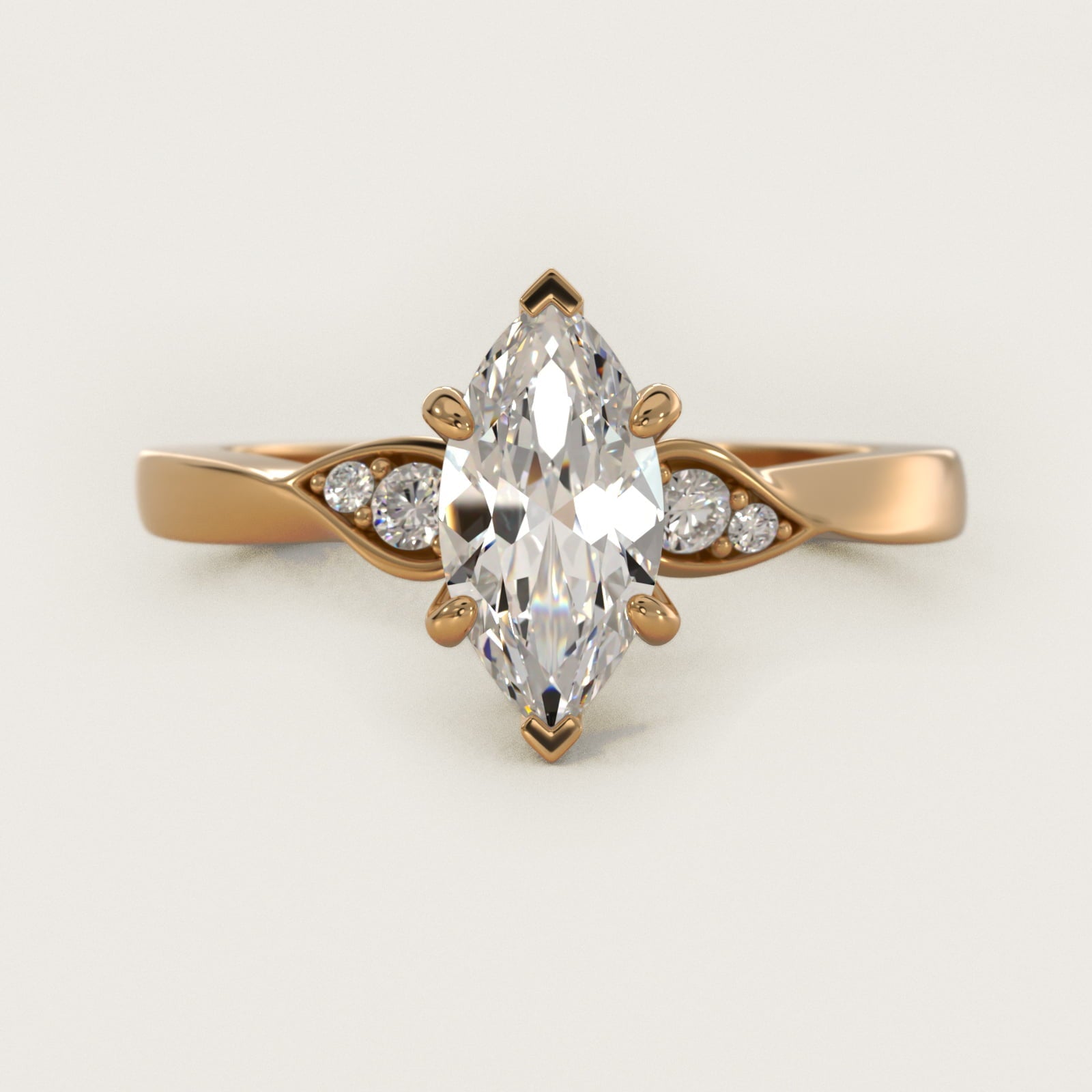Blossoming Vine Side Stone Diamond Engagement Ring In 18k Yellow Gold By James Allen - Marquise Center