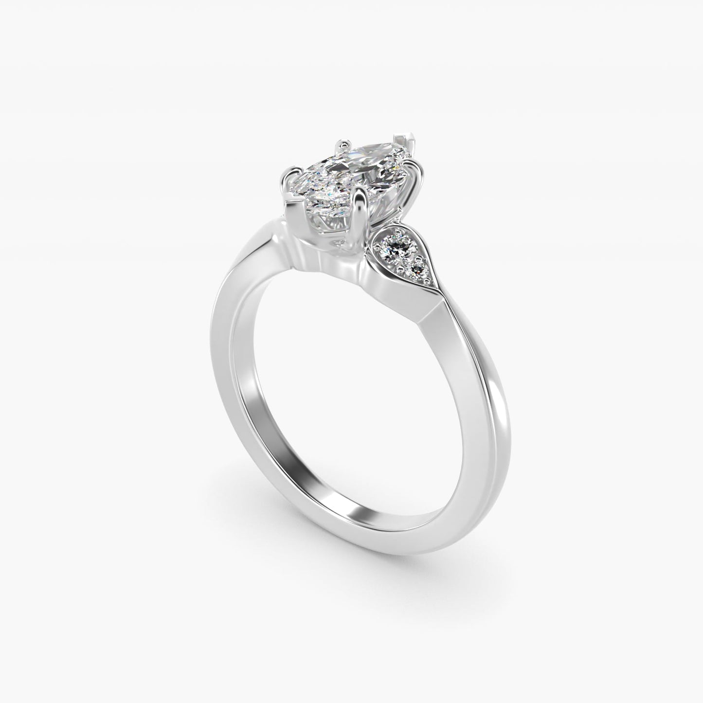 Blossoming Vine Side Stone Diamond Engagement Ring In Platinum By James Allen - Marquise Center