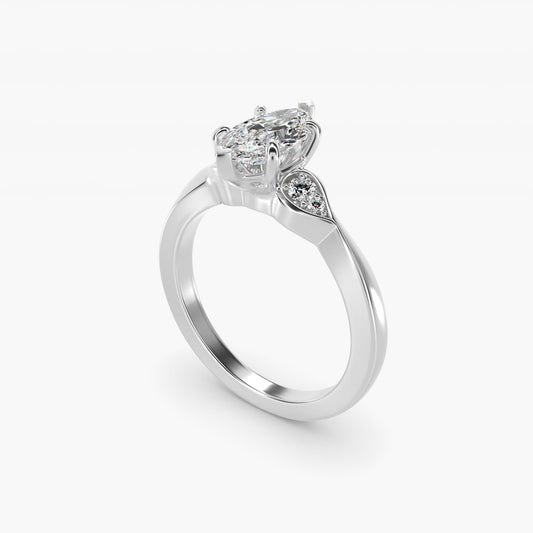 Blossoming Vine Side Stone Diamond Engagement Ring In Platinum By James Allen - Marquise Center
