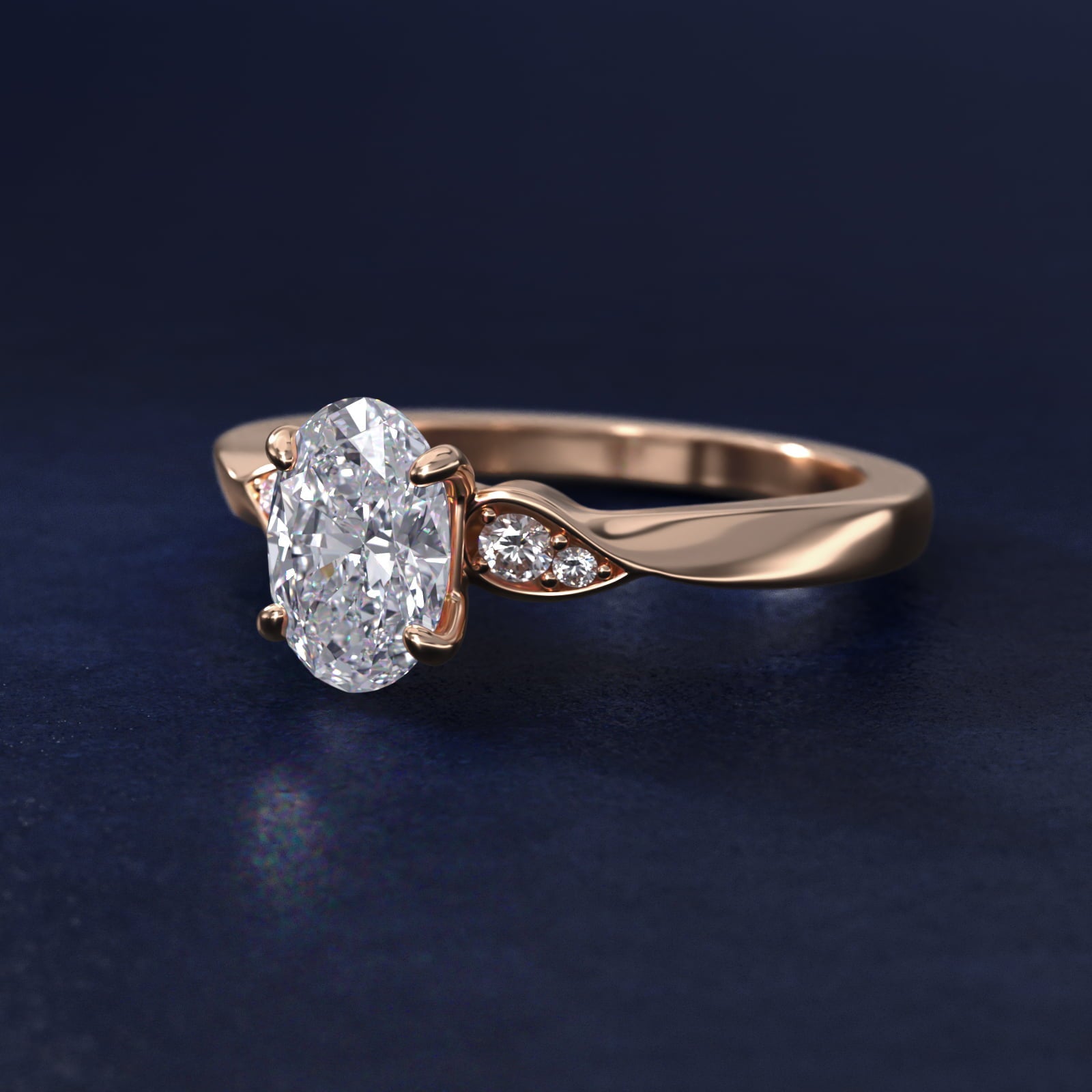 Blossoming Vine Side Stone Diamond Engagement Ring In 18k Rose Gold By James Allen - Oval Center